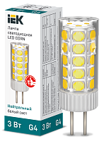 Лампа светодиодная CORN 3Вт капсула 4000К G4 12В керамика | код LLE-CORN-3-012-40-G4 | IEK